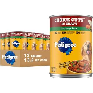 imagePedigree Choice Cuts in Gravy Adult Canned Soft Wet Dog Food Steak ampamp Vegetable 132 oz Cans 12 Count Pack of 1Country Stew