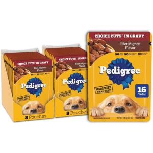 imagePedigree Choice Cuts in Gravy Adult Soft Wet Dog Food 16Count Filet Mignon Flavor 35 oz Pouches