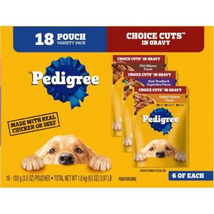 imagePedigree Choice Cuts in Gravy Adult Soft Wet Dog Food 18Count Variety Pack 35 oz Pouches