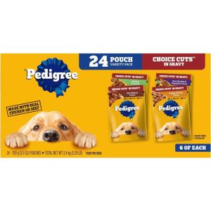 imagePedigree Choice Cuts in Gravy Adult Soft Wet Dog Food 24Count Variety Pack 35 oz Pouches