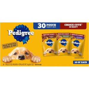 imagePedigree Choice Cuts in Gravy Adult Soft Wet Dog Food 30Count Variety Pack 35 oz Pouches