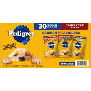 imagePedigree Choice Cuts in Gravy Adult Soft Wet Dog Food 30Count Variety Pack 35 oz PouchesChicken Favorites