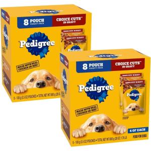 imagePedigree Choice Cuts in Gravy Adult Soft Wet Dog Food 8Count Variety Pack 35 oz Pouches Pack of 2