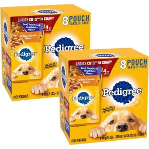 imagePedigree Choice Cuts in Gravy Wet Dog Food 8Count Variety Pack 35 oz Pouches Pack of 2