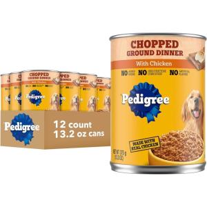 imagePedigree Chopped Ground Dinner Adult Canned Soft Wet Dog Food Filet Mignon Flavor 132 oz Cans 12 Count Pack of 1Chicken