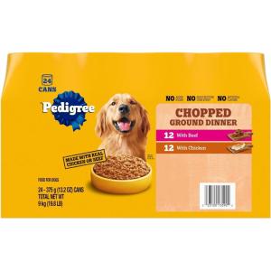 imagePedigree Chopped Ground Dinner Wet Dog Food Chicken ampamp Beef Variety Pack 132 oz Cans 24 Count Pack of 1