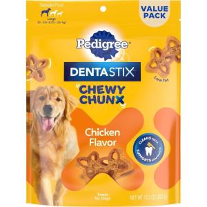 imagePedigree Dentastix Chewy Chunx Large Dog Dental Treats Chicken Flavor 135 oz Bag
