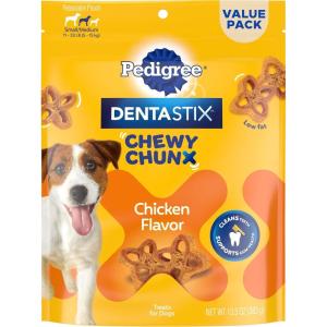 imagePedigree Dentastix Chewy Chunx Small ampamp Medium Dog Treats Chicken Flavor 135 oz Bag