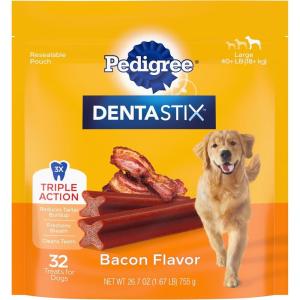 imagePedigree Dentastix Large Breed Dog Treats Bacon Flavor 167 lb Bag 32 Treats