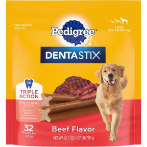 imagePedigree Dentastix Large Breed Dog Treats Beef Flavor 167 lb Bag 32 Treats