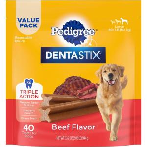 imagePedigree Dentastix Large Breed Dog Treats Beef Flavor 208 lb Bag 40 Treats