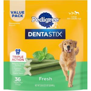 imagePedigree Dentastix Large Breed Dog Treats Fresh Flavor 187 lb Bag 36 Treats