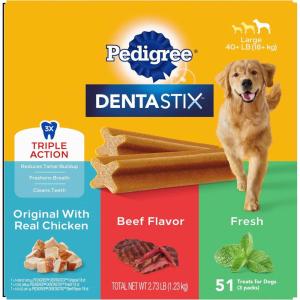 imagePedigree Dentastix Large Breed Dog Treats Original Beef ampamp Fresh Flavor 273 lb Variety Pack 51 Treats