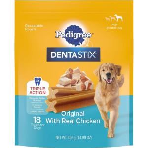 imagePedigree Dentastix Large Breed Dog Treats Original Flavor 1499 oz Bag 18 Treats