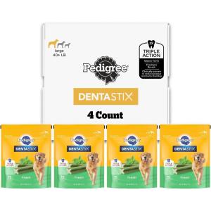 imagePedigree Dentastix Large Breed Dog Treats Original Flavor 4 18ct Bags 72 Total TreatsMint