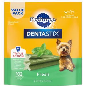 imagePedigree Dentastix Small and Toy Breed Dog Treats Fresh Flavor 154 lb Bag 102 Treats