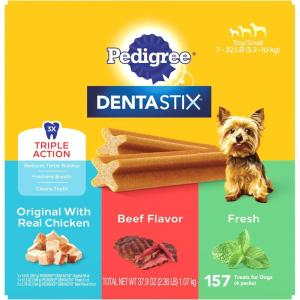 imagePedigree Dentastix Small and Toy Breed Dog Treats Original Beef ampamp Fresh Flavor 236 lb Variety Pack 157 TreatsVariety Pack