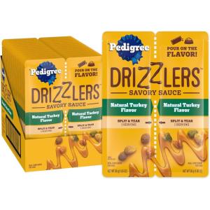 imagePedigree Drizzlers Wet Dog Savory Sauce Natural Turkey Flavor 60g DualServing Pouch 22 Count 48 Servings Total