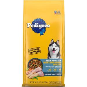 imagePedigree High Protein Adult Dry Dog Food Chicken and Turkey Flavor Dog Kibble 35 lb Bag