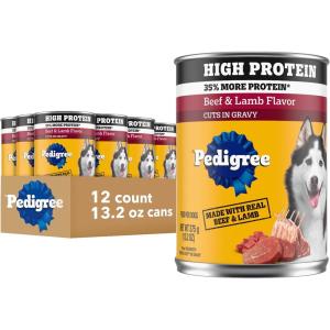 imagePedigree High Protein Adult Soft Wet Dog Food Beef Lamb ampamp Chicken Turkey in Gravy Multipack 132 oz Cans 12 Count Pack of 1Beef  Lamb