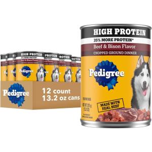 imagePedigree High Protein Wet Dog Food Chicken Duck ampamp Beef Bison Flavor Multipack 132 oz Cans 12 Count Pack of 1Beef  Bison