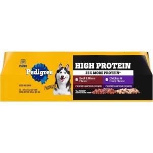 imagePedigree High Protein Wet Dog Food Chicken Duck ampamp Beef Bison Flavor Multipack 132 oz Cans 12 Count Pack of 1Variety Beef  Bison  Chicken  Duck