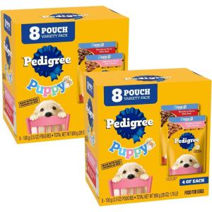 imagePedigree Puppy Soft Wet Dog Food Variety Pack 35 oz Pouches 18 Count Pack of 28 Count Pack of 2