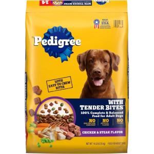 imagePedigree with Tender Bites Adult Dry Dog Food Chicken and Steak Flavor 14 lb BagChicken  Steak