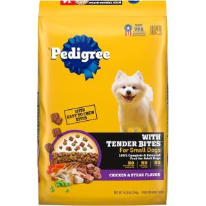 imagePedigree with Tender Bites for Small Dogs Adult Dry Dog Food Chicken and Steak Flavor 14 lb BagChicken  Steak