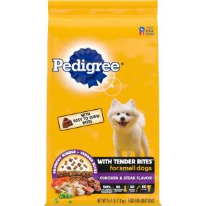 imagePedigree with Tender Bites for Small Dogs Adult Dry Dog Food Chicken and Steak Flavor 14 lb BagChicken  Steak with Tender Bites