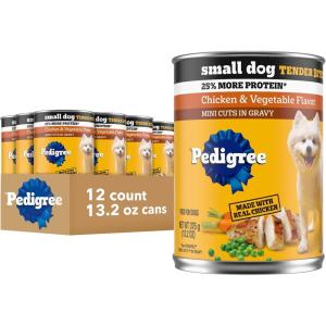 imagePedigree Small Dog Tender Bites in Gravy Wet Dog Food Steak ampamp Chicken Variety Pack 132 oz Cans 12 Count Pack of 1Chicken  Vegetable