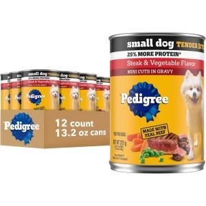 imagePedigree Small Dog Tender Bites in Gravy Wet Dog Food Steak ampamp Chicken Variety Pack 132 oz Cans 12 Count Pack of 1Steak  Vegetable