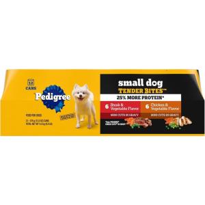 imagePedigree Small Dog Tender Bites in Gravy Wet Dog Food Steak ampamp Chicken Variety Pack 132 oz Cans 12 Count Pack of 1Variety Pack