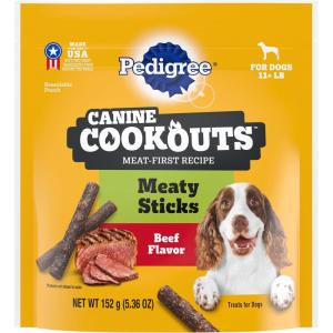 imagePedigree Canine Cookout Soft Dog Treats Chicken Flavored Meaty Sticks 536 oz Bag Pack of 7Beef